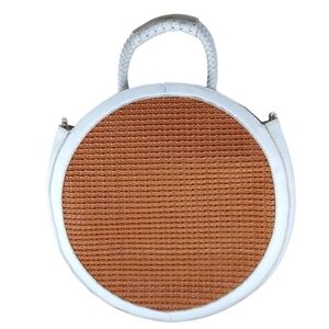 Sole Society Nikole Women's Off White/Cognac Round Woven Handbag